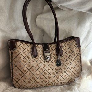 Authentic Large Brown Tan Purse Handbag Shoulder Bag Dooney & Bourke
